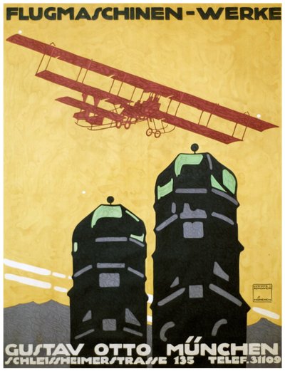 Flugmaschinen - Werke, Affiche. 1912 - Ludwig Hohlwein