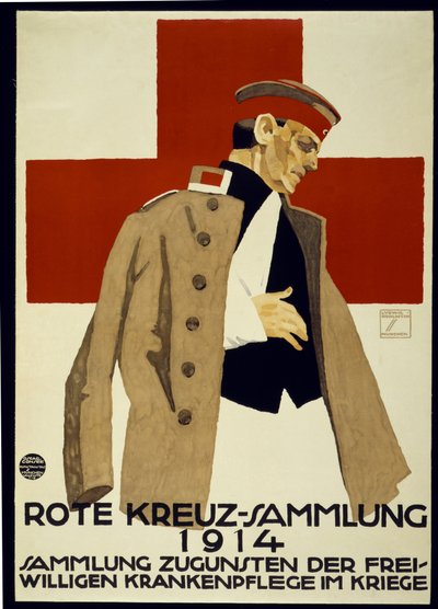 Campagne de collecte de fonds pour la Croix-Rouge allemande, pub. 1914 (lithographie en couleur) - Ludwig Hohlwein