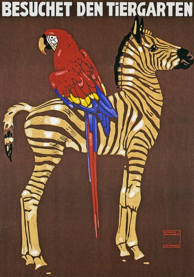 Affiche publicitaire pour le zoo de Hellabrunn à Munich - Ludwig Hohlwein