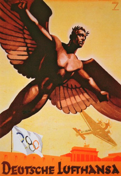 Affiche publicitaire pour des vols vers Berlin avec Lufthansa - Ludwig Hohlwein