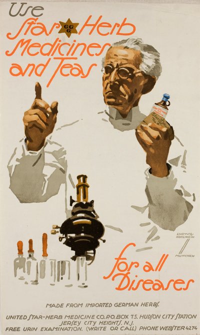 Utilisez les herbes médicinales et les thés Star - pour toutes les maladies, vers 1923 - Ludwig Hohlwein