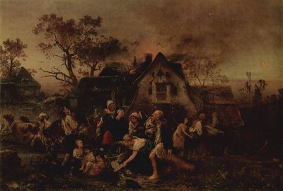 Incendie dans le village - Ludwig Knaus