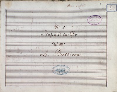 Première page de la partition pour la Symphonie n°1 en do majeur opus 21, de Ludwig van Beethoven - Ludwig van Beethoven