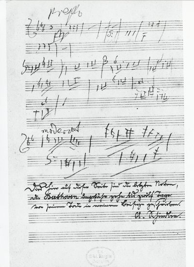 La dernière page de musique écrite par le compositeur allemand Ludwig van Beethoven (1770-1827) - Ludwig van Beethoven