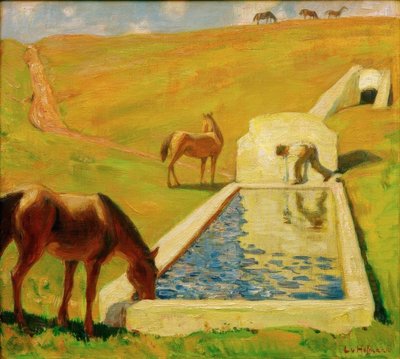 Abreuvoir dans la campagne romaine - Ludwig von Hofmann