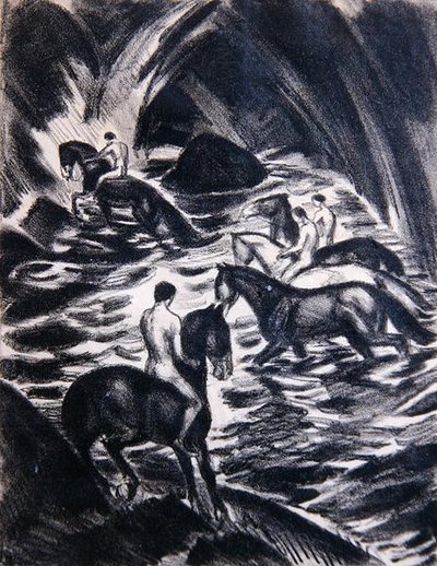 Jeunes à cheval - Ludwig von Hofmann