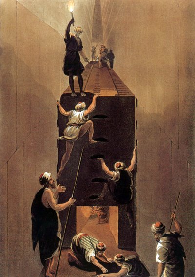 Vue du passage dans la grande pyramide en Égypte - Luigi (after) Mayer