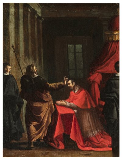 Transept nord, Autel de San Rocco 1635, 45, Genovesino 1645, Signature du Cardinal, Peint en bas à droite - Luigi Miradori