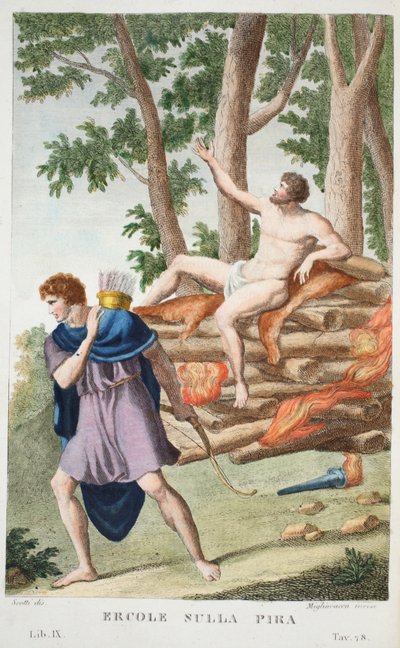 Hercule sur le bûcher ou Ercole sulla Pira, Livre IX, illustration des Métamorphoses d