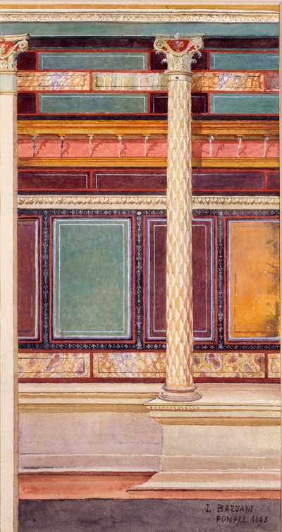 Style architectural fresque dans le cubiculum, Maison des Noces d