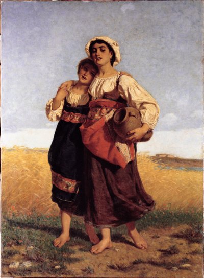 Jeunes filles travaillant dans les champs - Luigi Bechi