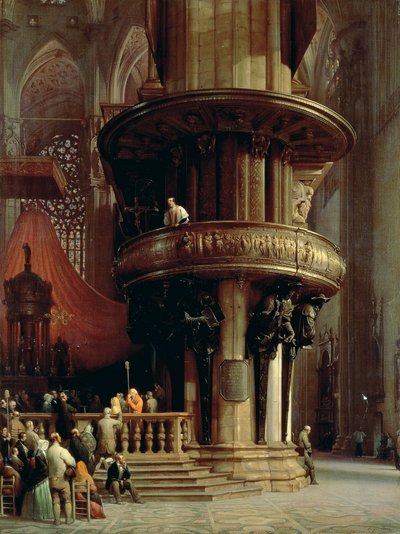 Prédication dans le Duomo de Milan - Luigi Bisi