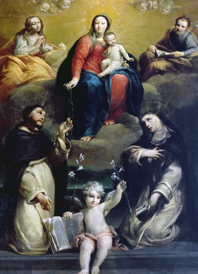 La Madone du Rosaire avec SS Dominique, Catherine, Marie-Madeleine et Joseph, 1732 - Luigi Crespi