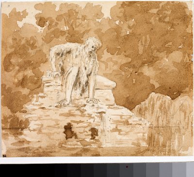 Apennino, dieu de la rivière sculpté sur roche en 1580 à Pratolino, Villa Demidov - Luigi Garibbo