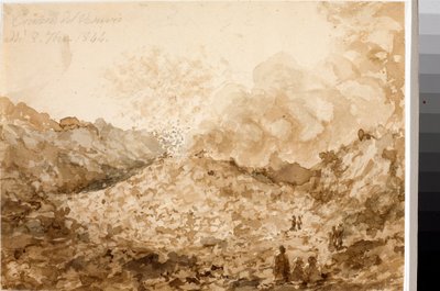 Cratère du Vésuve à Naples (aquarelle) - Luigi Garibbo