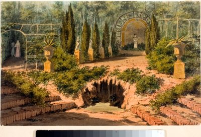 Vue du jardin de la villa Doria à Pegli près de Gênes - Luigi Garibbo