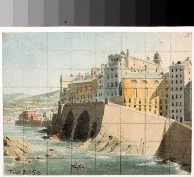 Vue des remparts sur la mer à Gênes (aquarelle, ca 1822) - Luigi Garibbo