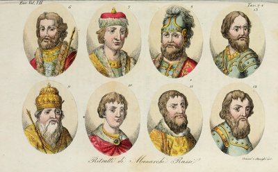 6. Yaroslav 7. Sviatoslav II 8. Sviatopolk 9. Vladimir Monomakh 10. Yuri I 11. Ivan II 12. Dmitry Donskoy 13. Ivan III, 1831 - Luigi Giarrè