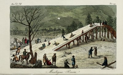Une montagne russe. Illustration de Il costume antico e moderno o storia del governo par Giulio Ferrario, 1831 - Luigi Giarrè