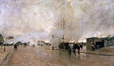 Fumée sur la ligne de circuit de Paris, 1885 - Luigi Loir