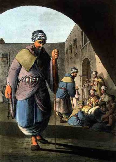 Un moine maronite et des pèlerins, de 
