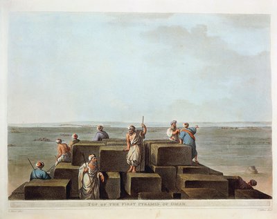 Égypte, Sommet de la première pyramide de Gizeh, gravure de "Vues" de Luigi Mayer - Luigi Mayer