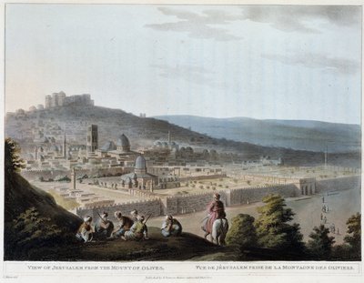 Vue de Jérusalem prise du mont des Oliviers - gravure - Luigi Mayer