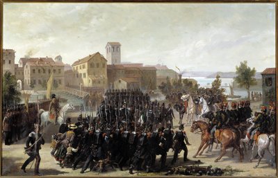 La prise de la ville de Peschiera del Garda par les Piémontais, 30 mai 1848 (huile sur toile) - Luigi Morgari