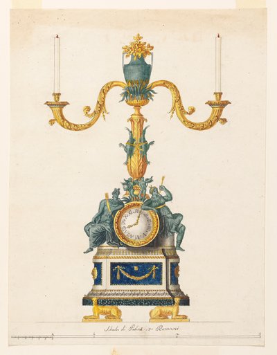 Conception pour un chandelier avec une horloge - Luigi Righetti