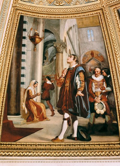 Galileo Galilei observant le chandelier se balancer dans la cathédrale de Pise en 1582 - Luigi Sabatelli