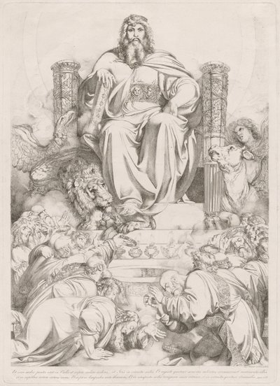 Et ecce sedes posita erat in coelo... (Dieu le Fils en majesté sur le trône entouré des quatre créatures et adoré par les vingt-quatre anciens) - Luigi Sabatelli I