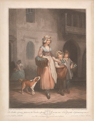 La vendeuse de primevères, Deux bouquets de primevères à un sou, Deux bouquets à un sou... - Luigi Schiavonetti