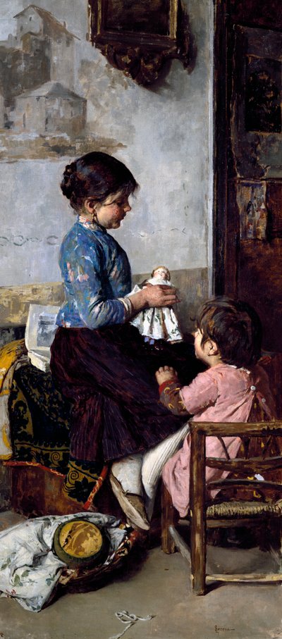 Jours heureux, peinture de Luigi Serena (1855-1911) - Luigi Serena