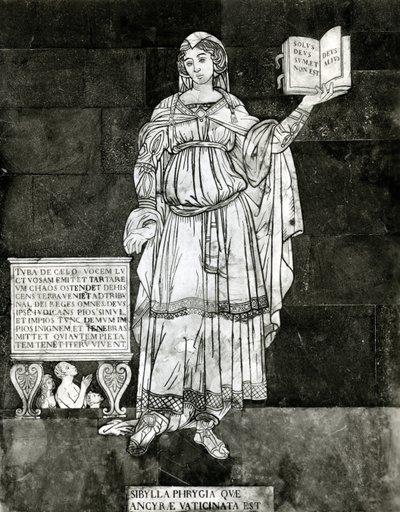 Détail de pavage représentant la Sibylle phrygienne (marbre) - Luigi di Rugieri