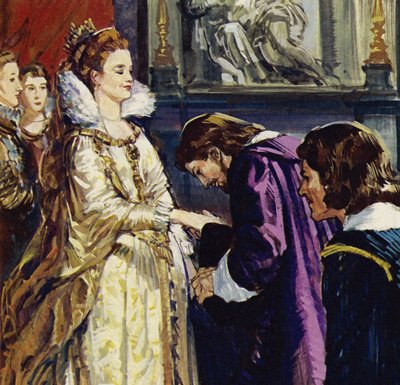 Marie de Médicis, reine de France, devient la mécène de Rubens (lithographie couleur) - Luis Arcas Brauner