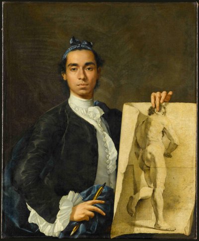 Autoportrait tenant une étude académique, 1746 - Luis Egidio Melendez