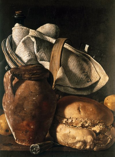 Nature morte avec torchon, cruche et pain - Luis Egidio Menendez or Melendez