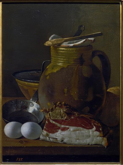 Nature morte avec jambon, œufs et récipients - Luis Meléndez