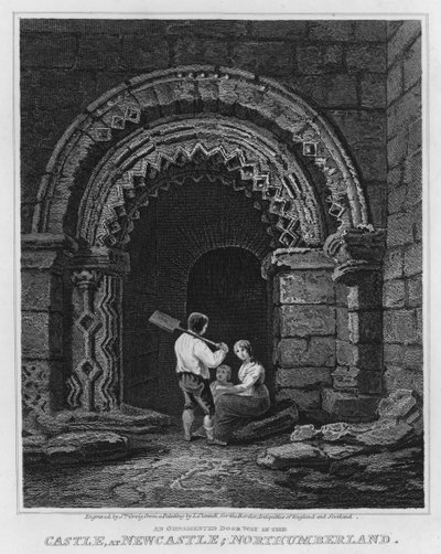Une porte ornée dans le château, à Newcastle, Northumberland - Luke (after) Clennell