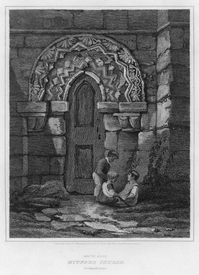 Porte sud, église de Mitford, Northumberland (gravure) - Luke (after) Clennell