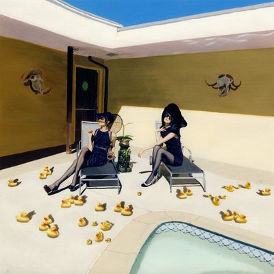 Ces oiseaux en haut des arbres, c.2012 (peinture acrylique sur papier) - Luke Waller