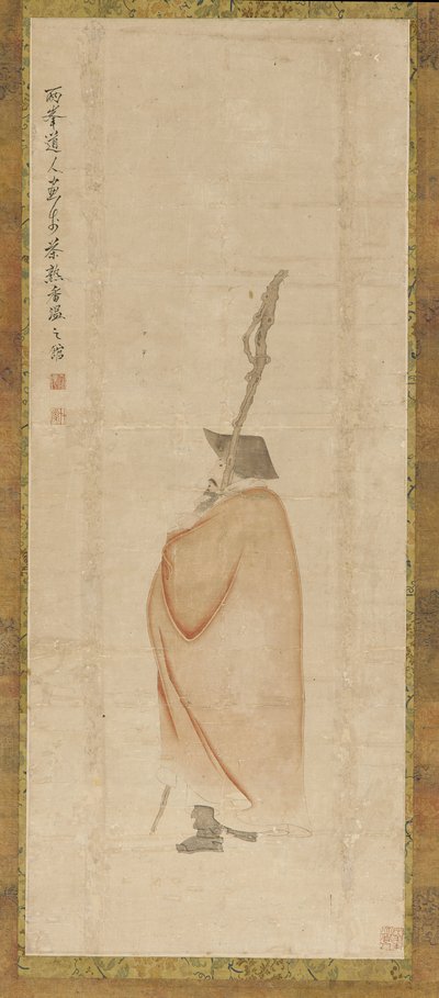 Homme debout en manteau rouge, dynastie Qing, 18ème siècle - Luo Ping