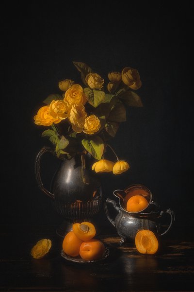 Roses dorées et abricots - Lydia Jacobs