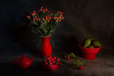 Nature morte rouge mélancolique - Lydia Jacobs