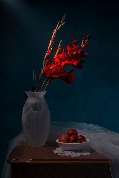 Nature morte au glaïeul rouge - Lydia Jacobs