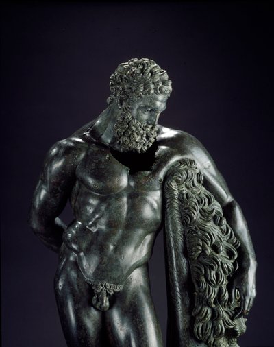 Art grec: Héraclès au repos. Détail. Sculpture en bronze de Lysippe de Sicyone (395-305 av. J.-C.) 4e siècle av. J.-C. Du sanctuaire d