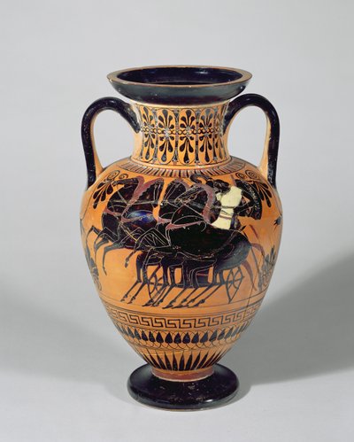 Amphore attique à figures noires représentant un char à roues, 520-500 av. J.-C. - Lysippos