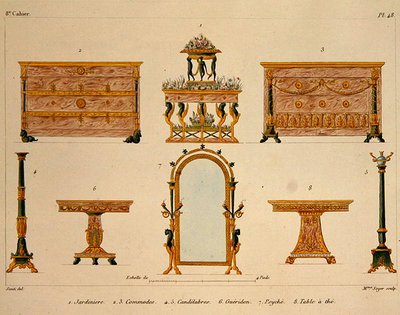 Dessins de meubles, gravés par Mme Soyer, planche 48 de 