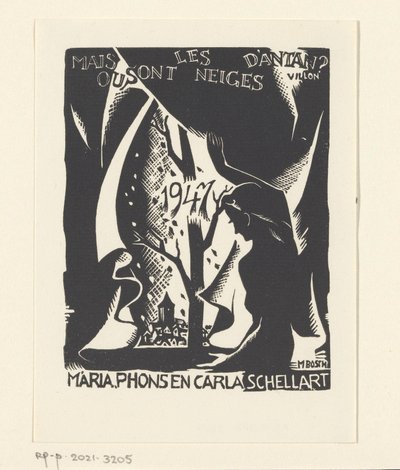 Vœux de Nouvel An pour 1947 de Carla, Mária et Phons Schellart - M. Bosch