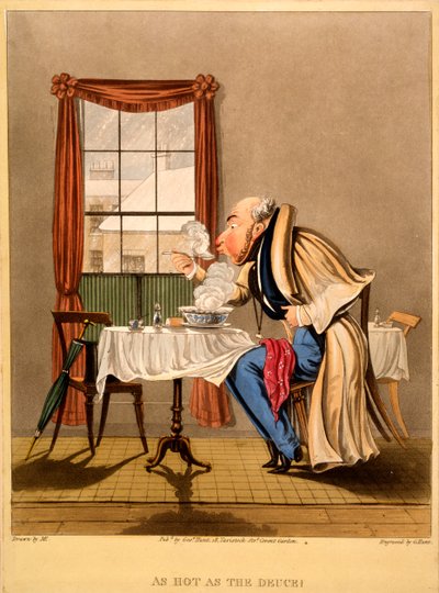 Aussi chaud que le diable!, gravure réalisée par George Hunt, 1827 - M. Egerton